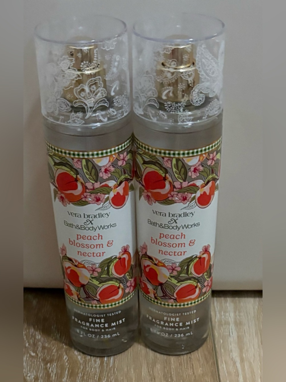 2 - BATH & BODY WORKS VERA BRADLEY Peach Blossom Nectar FRAGRANCE MIST LOT 2 NEW